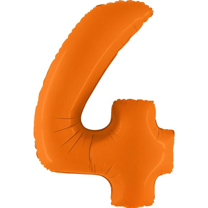 40" (34" Inflated) Number 4 Matte Orange Foil Balloon
