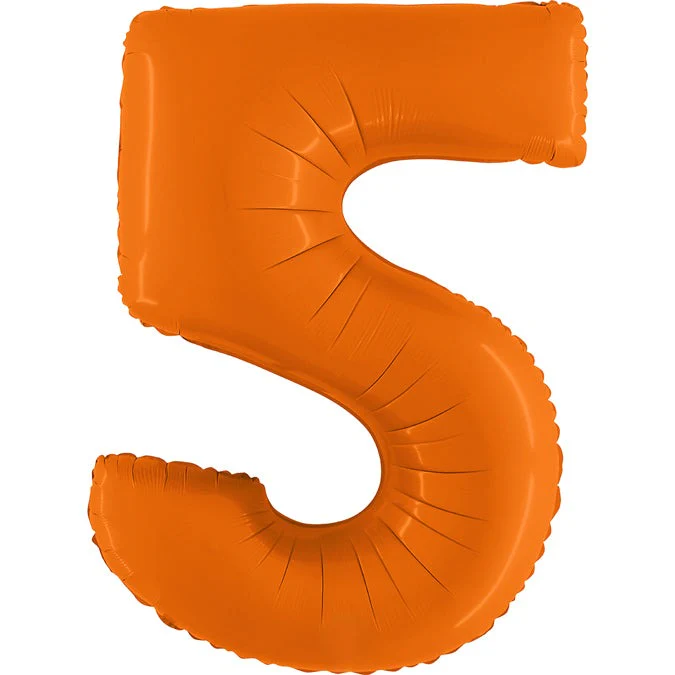 40" (34" Inflated) Number 5 Matte Orange Foil Balloon