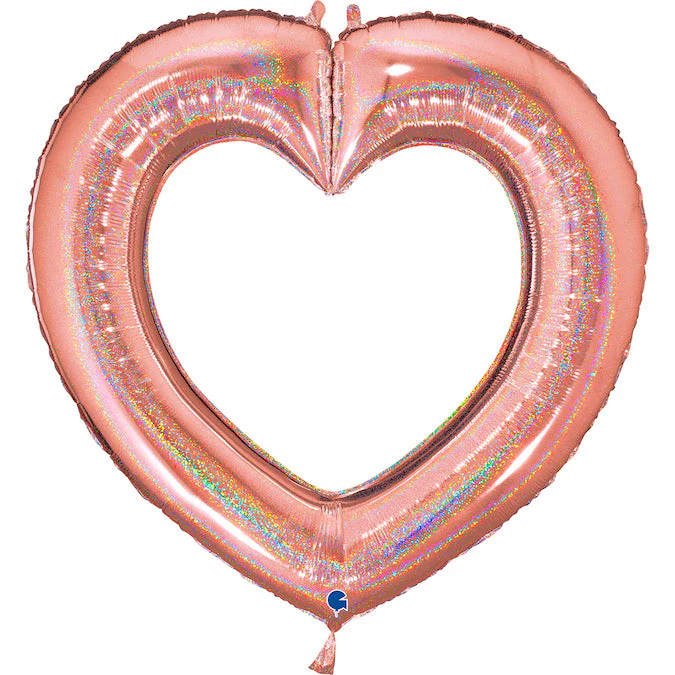 41" Linky Heart Glitter Rose Gold Foil Balloon