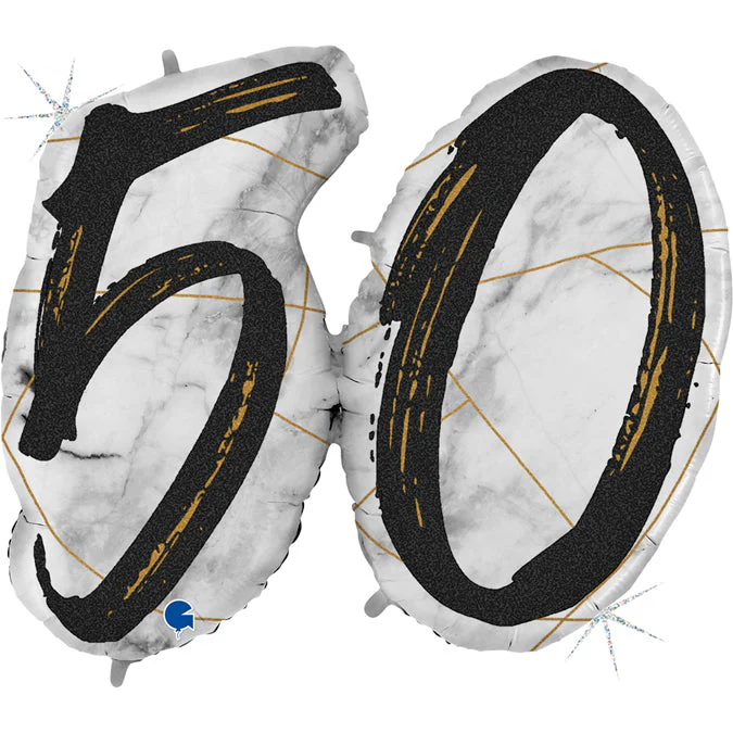41" Marble Mate Numbers 50 Black Foil Balloon