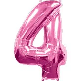 42" Large Number 4 Pink Shaped Foil Balloon