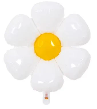 42" Airfill Only White and Yellow Daisy Flower Balloon