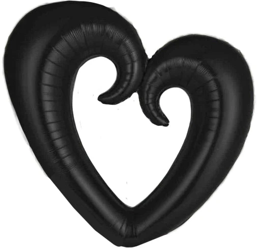 43" Black Open Heart Foil Balloon
