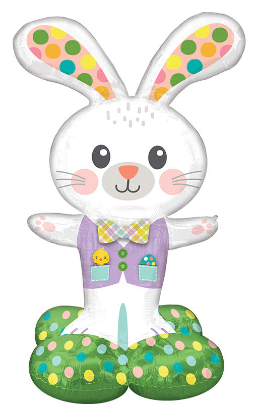 46" Airloonz Consumer Inflatable Spotted Easter Bunny Foil Balloon