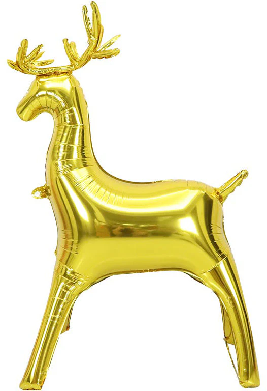 47" Airfill Only Standing Yellow Gold Reindeer Foil Balloon