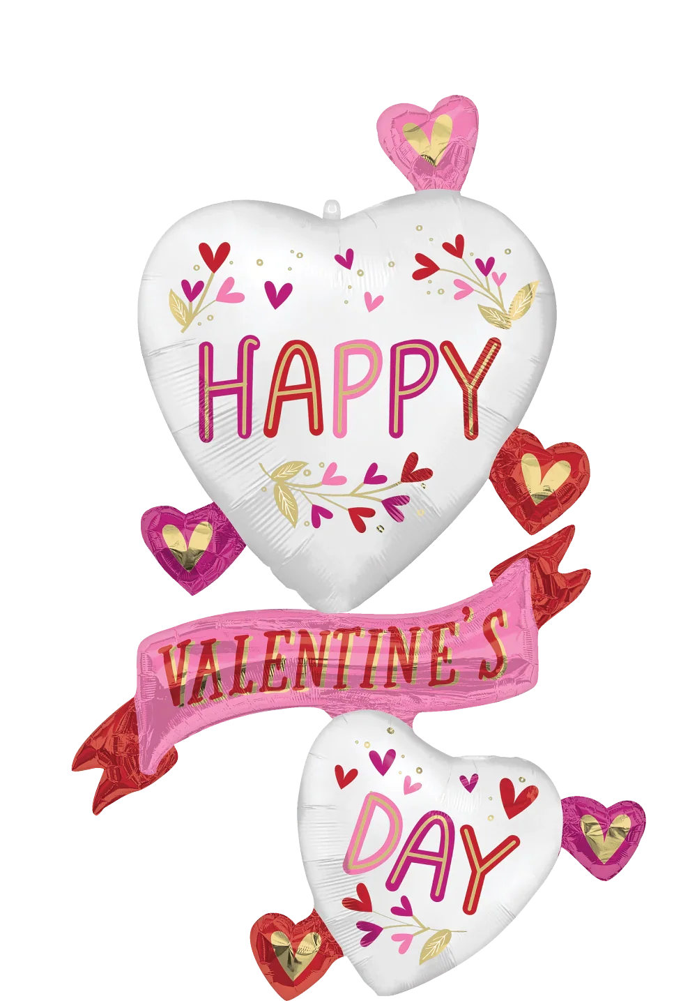 49" Multi Balloon Valentine Satin Botanical Traces Foil Balloon