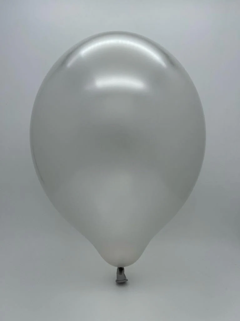 5" Cattex Premium Metal Pure Silver Latex Balloons (100 Per Bag) - Image 2