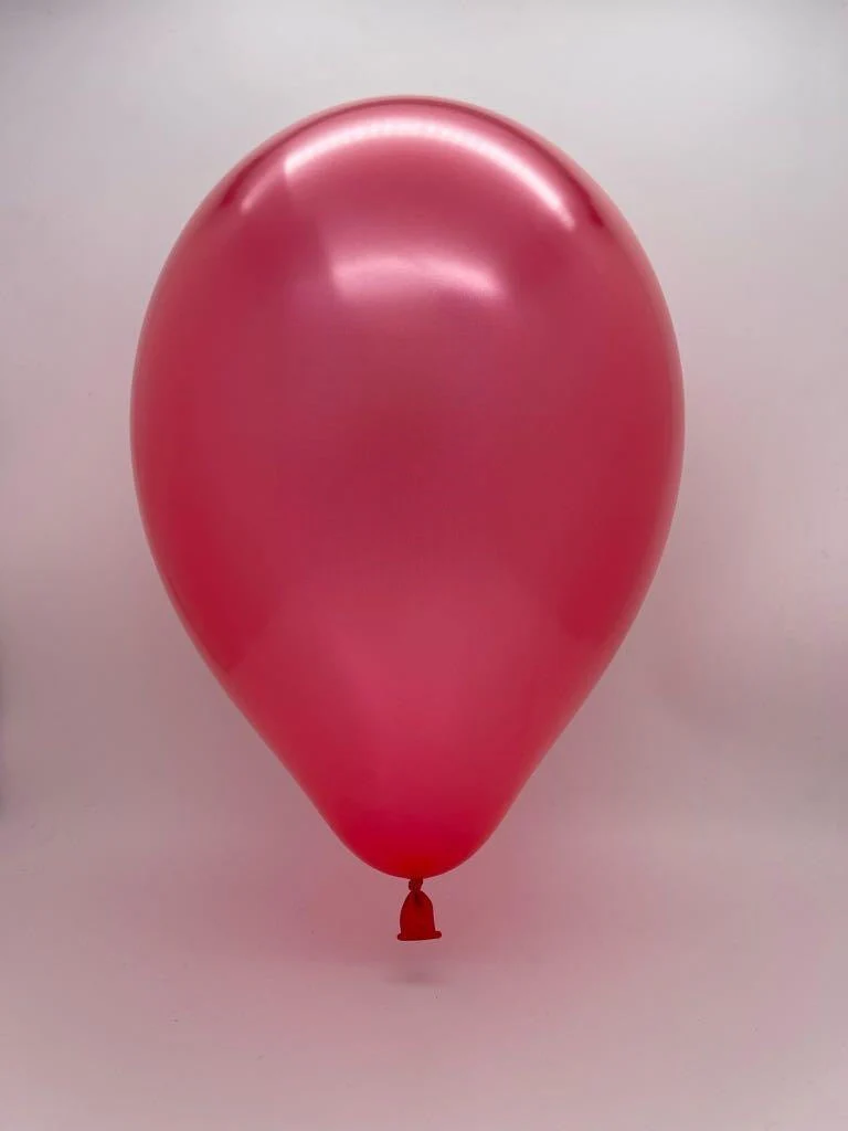 5" Gemar Latex Balloons (Bag of 100) Metallic Berry Red - Image 2