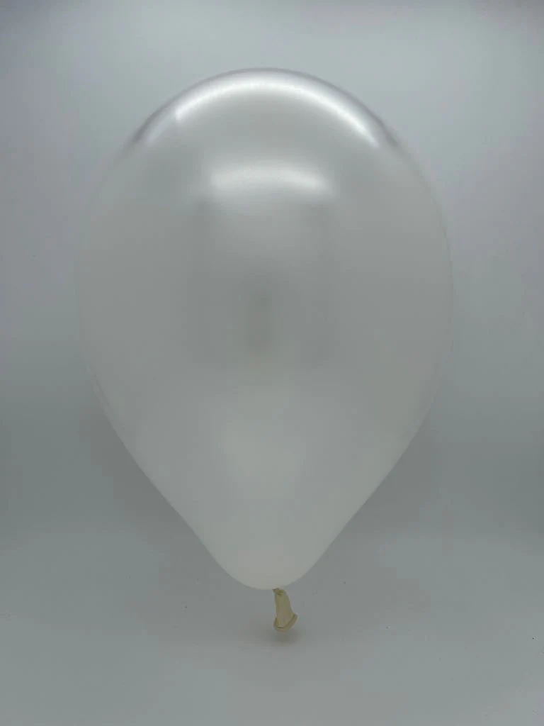 5" Metallic Pearl White Decomex Latex Balloons (100 Per Bag) - Image 2