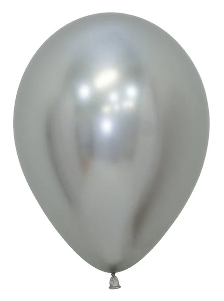 5" Reflex Silver Latex Balloons (100 Per Bag) Sempertex/Betallatex
