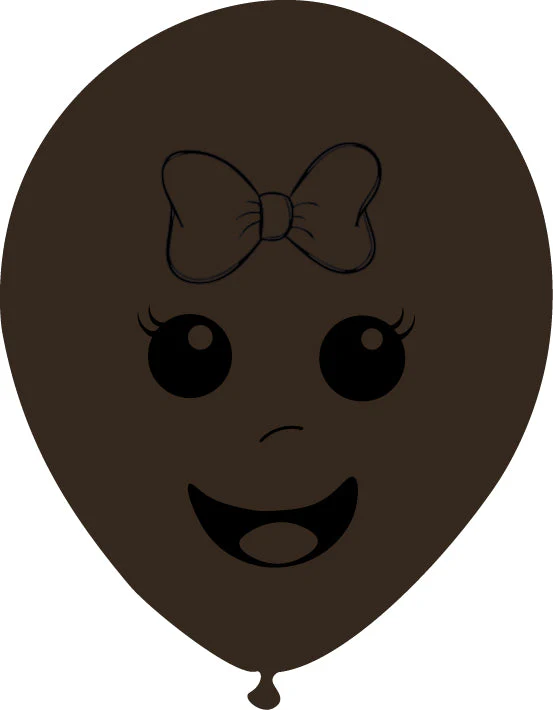 5" Latex Balloons Single Sided (25 Per Bag) Baby Face Print 01 Decomex Chocolate Brown