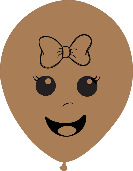 5" Latex Balloons Single Sided (25 Per Bag) Baby Face Print 01 Decomex Desert Sand