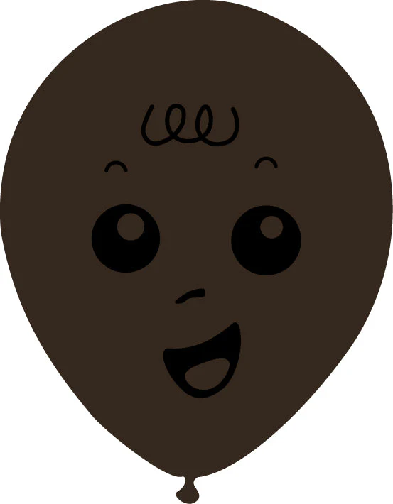 5" Latex Balloons Single Sided (25 Per Bag) Baby Face Print 02 Decomex Chocolate Brown