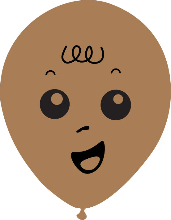 5" Latex Balloons Single Sided (25 Per Bag) Baby Face Print 02 Decomex Desert Sand