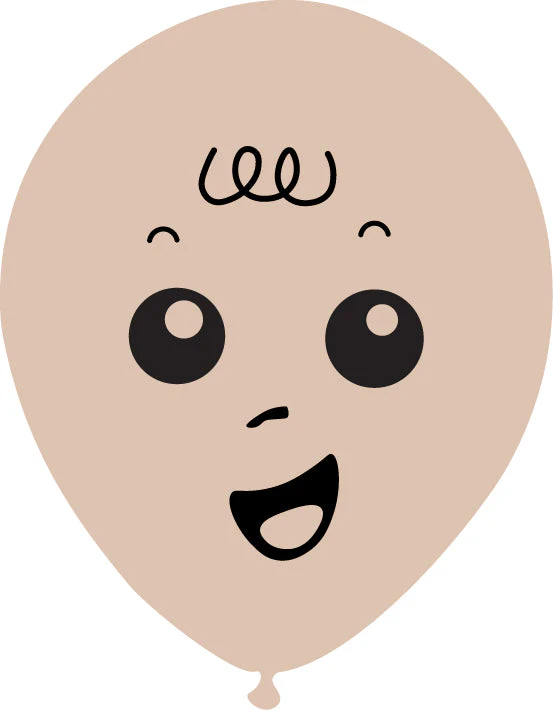5" Latex Balloons Single Sided (25 Per Bag) Baby Face Print 02 Decomex Skin Blush