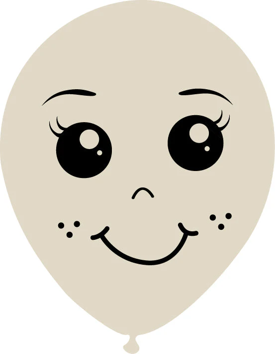 5" Latex Balloons Single Sided (25 Per Bag) Face Print 02 Decomex Sand