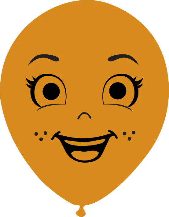 5" Latex Balloons Single Sided (25 Per Bag) Face Print 05 Decomex Mocha Brown