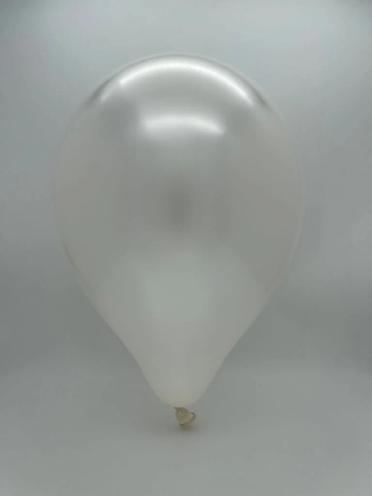 5" Kalisan Latex Balloons Metallic Pearl White (50 Per Bag) - Image 2