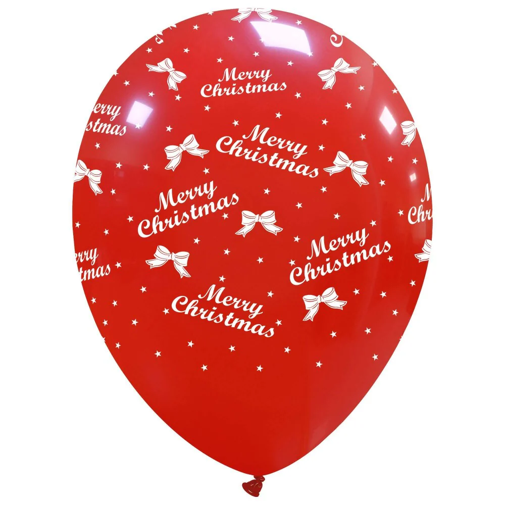 5" Merry Christmas All Around (100 Per Bag) Cattex Brand Printed Latex Balloons