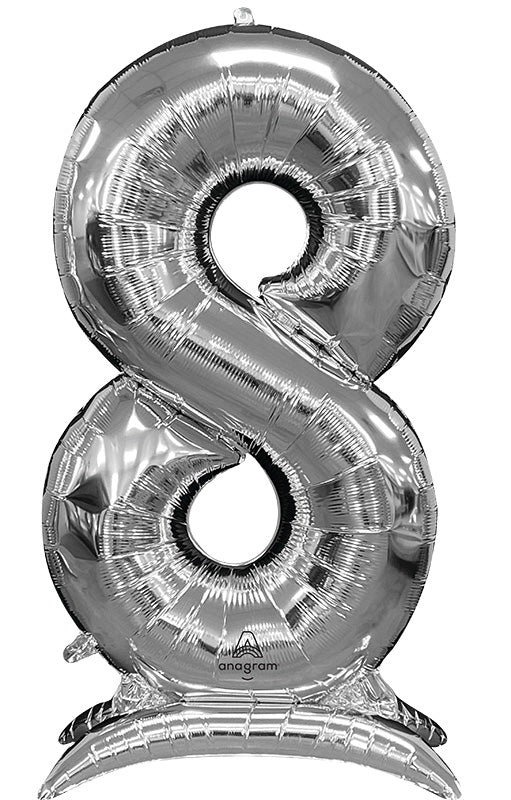 50" Consumer Anagram Brand 50" Stand-Up Numberz "8" Silver Foil Balloon
