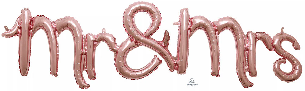 51" Consumer Inflatable Phrase Script Phrase Mr & Mrs Rose Gold Foil Balloon