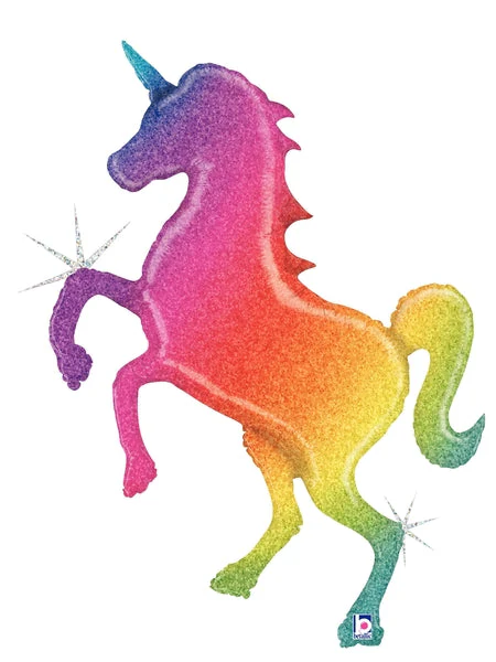 54" Holographic Glitter Rainbow Unicorn Foil Balloon