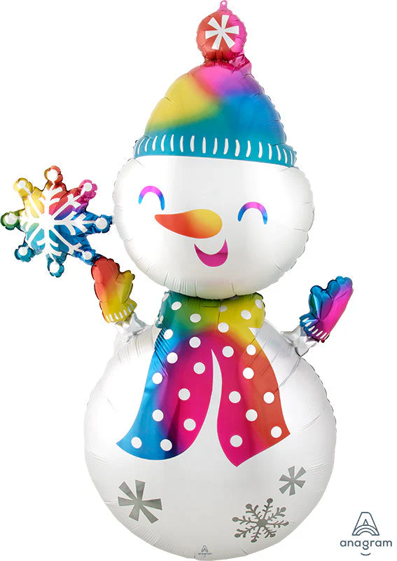 55" Giant Multi-Balloon Satin Infused Snowman Foil Balloon