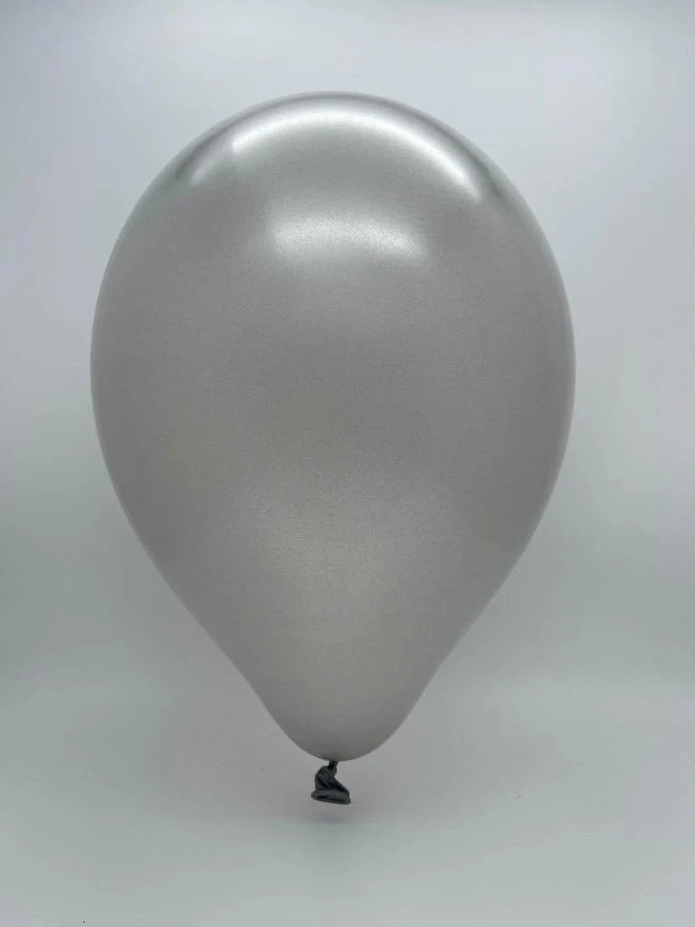 6" Metallic Silver Decomex Linking Latex Balloons (100 Per Bag) - Image 2