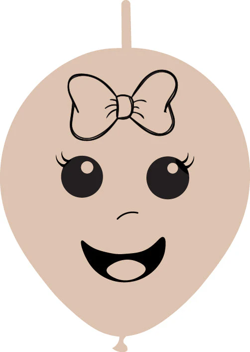 6" Linking Latex Balloons Single Sided (25 Per Bag) Baby Face Print 01 Decomex Skin Blush