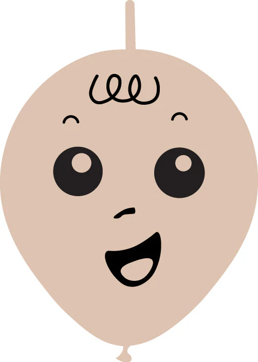 6" Linking Latex Balloons Single Sided (25 Per Bag) Baby Face Print 02 Decomex Skin Blush