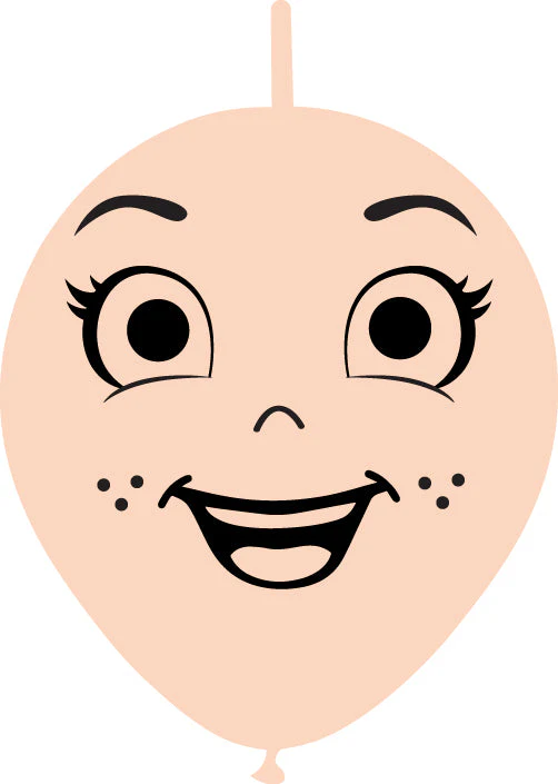 6" Linking Latex Balloons Single Sided (25 Per Bag) Face Print 05 Decomex Pink Blush
