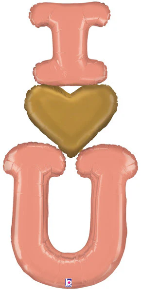 60" Shape Packaged Special Delivery Rose Gold I Heart You Foil Balloon