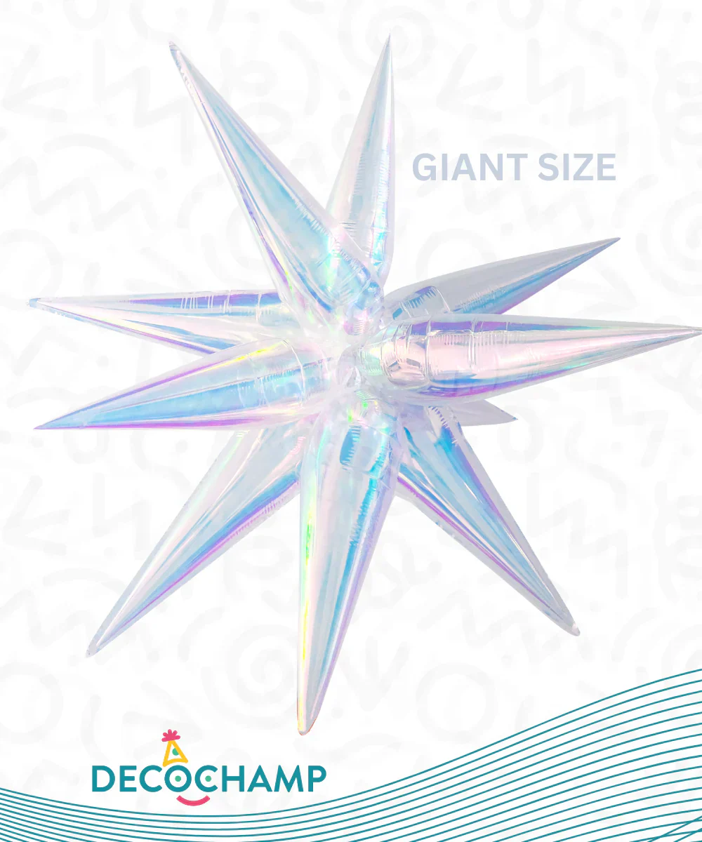 60" Airfill Decor Only Giant Decochamp Brand Starburst Iridescent Foil (12 Piece Kit) Balloon