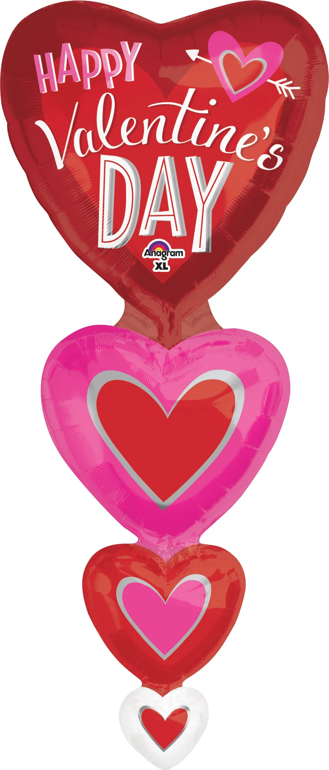 62" Happy Valentine's Day Vertical Hearts Balloon