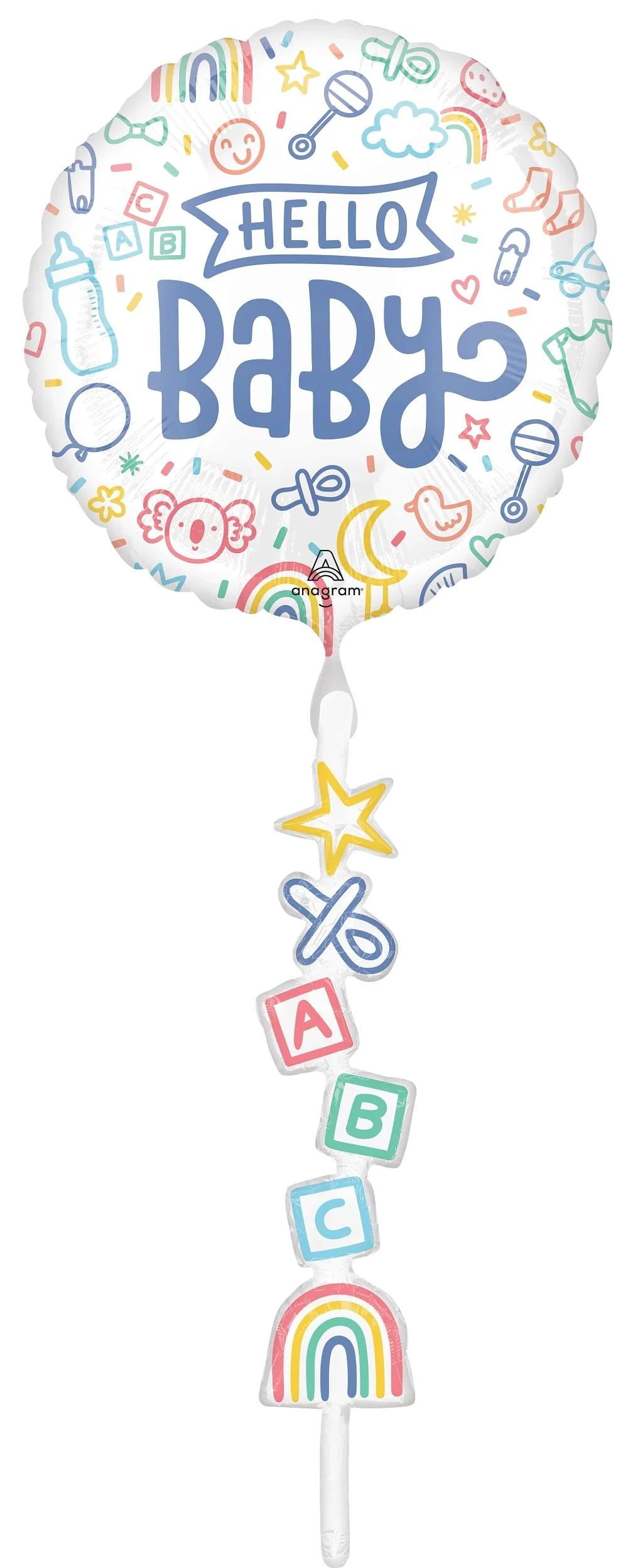67" AirWalkers XL Sweet Baby Shapes Hello Baby Foil Balloon