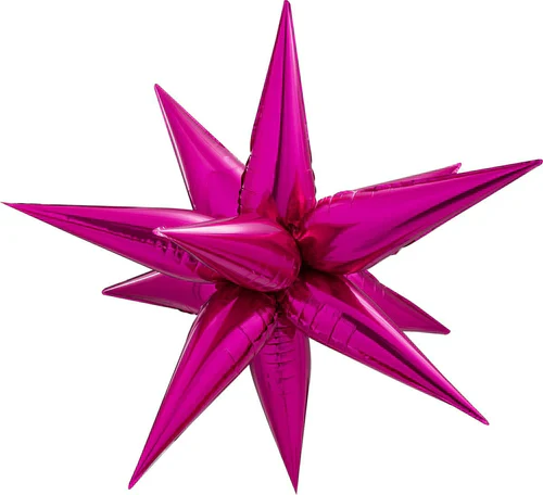 26" Airfill Decor Only Decochamp Brand Starburst Hot Pink Foil (12 Piece Kit) Balloon