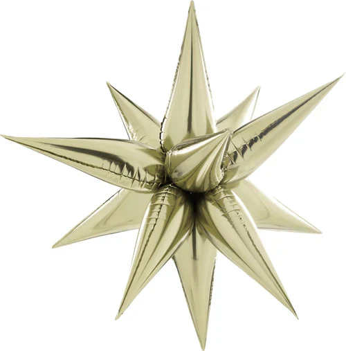 26" Airfill Decor Only Decochamp Brand Starburst White Gold/ Champagne Foil (12 Piece Kit) Balloon