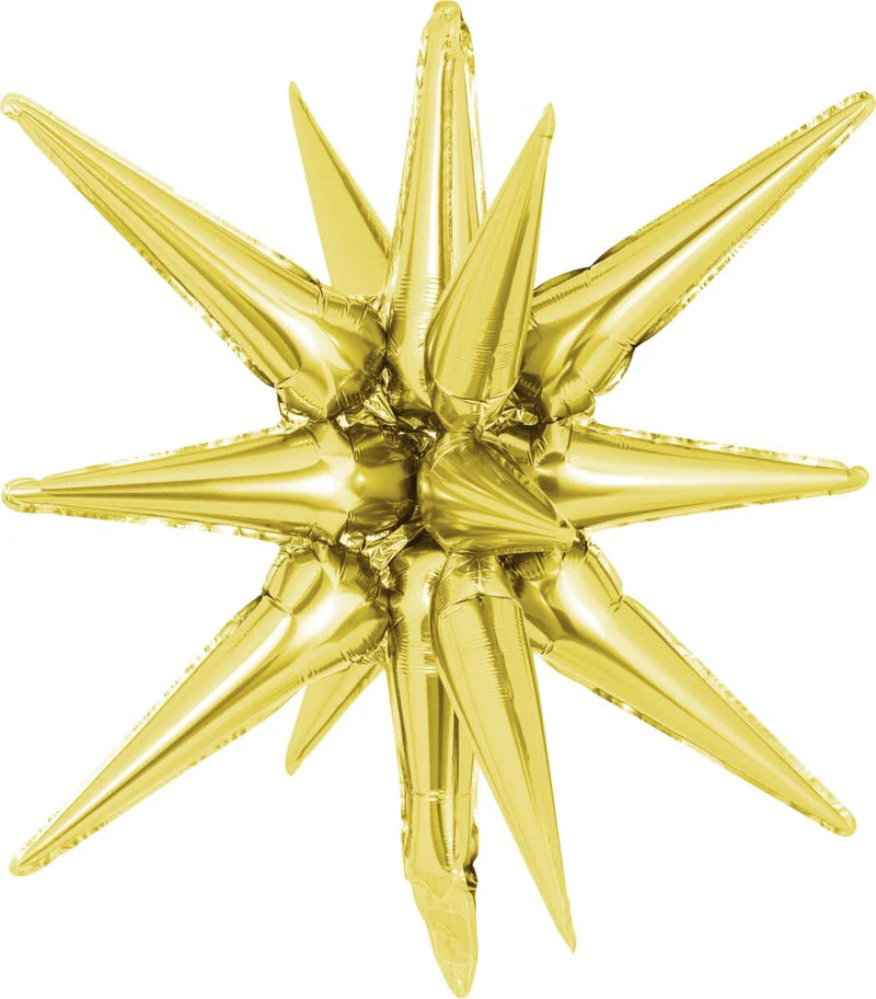 22" Airfill Decor Only Decochamp Brand Starburst Gold Foil (One Piece) Balloon