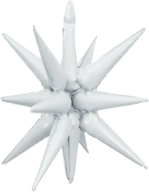 22" Airfill Decor Only Decochamp Brand Starburst White Foil (One Piece) Balloon