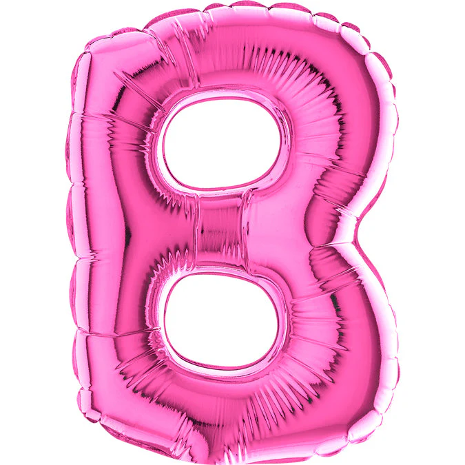 7" Airfill Only (Sticks Sold Separately) (requires heat sealing) Letter B Fuschia Foil Balloon