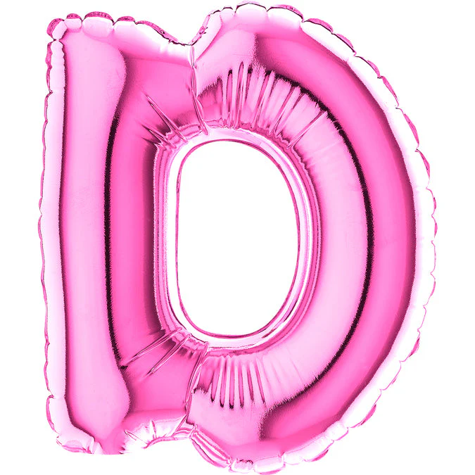 7" Airfill Only (Sticks Sold Separately) (requires heat sealing) Letter D Fuschia Foil Balloon