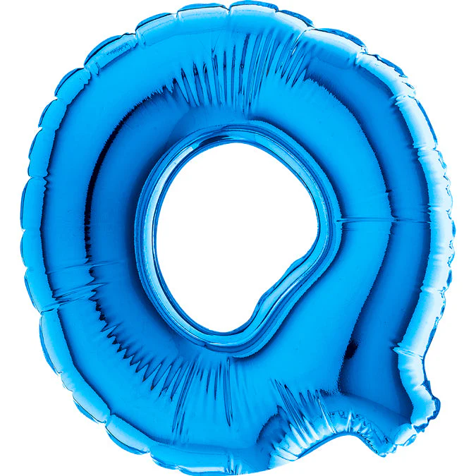 7" Airfill Only (Sticks Sold Separately) (requires heat sealing) Letter Q Blue Foil Balloon