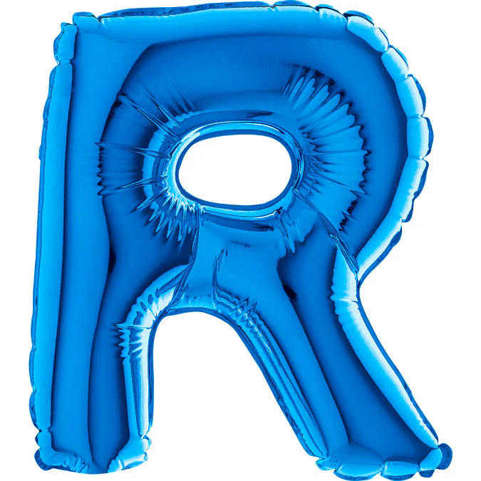7" Airfill Only (Sticks Sold Separately) (requires heat sealing) Letter R Blue Foil Balloon