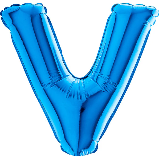 7" Airfill Only (Sticks Sold Separately) (requires heat sealing) Letter V Blue Foil Balloon
