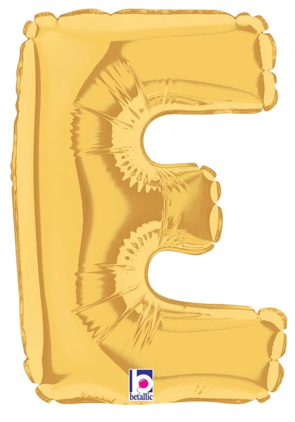 7" Airfill Only (Sticks Sold Separately) (requires heat sealing) Megaloon Jr. Letter Balloons E Gold