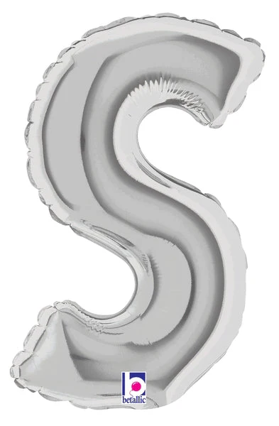 7" Airfill Only (Sticks Sold Separately) (requires heat sealing) Megaloon Jr. Letter Balloons S Silver