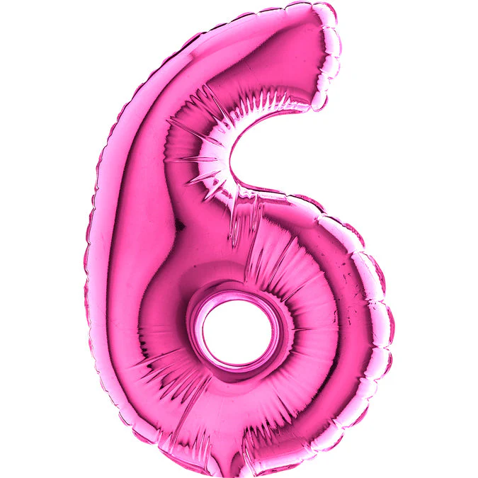 7" Airfill Only (Sticks Sold Separately) (requires heat sealing) Number Balloon 6 Fuschia