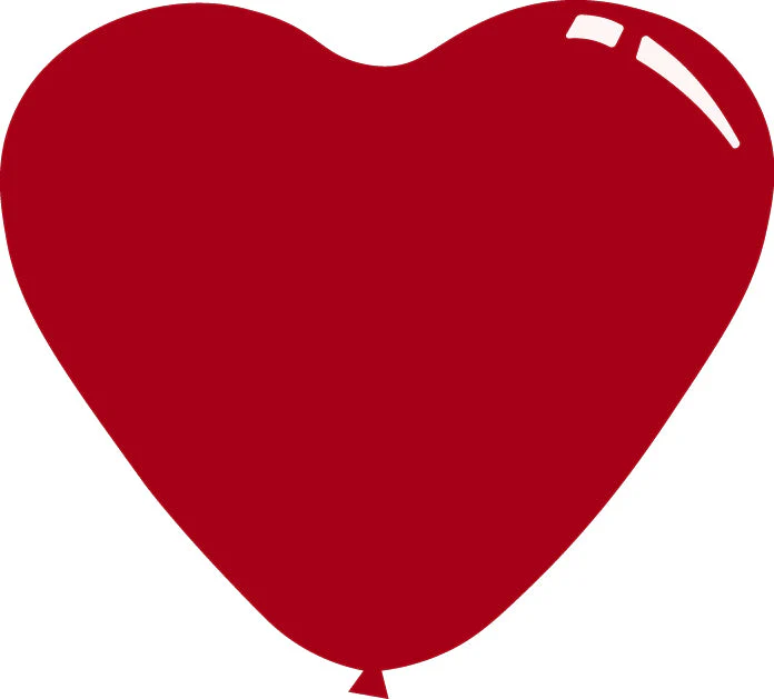 7" Standard Ruby Red Decomex Heart Shaped Latex Balloons (100 Per Bag)