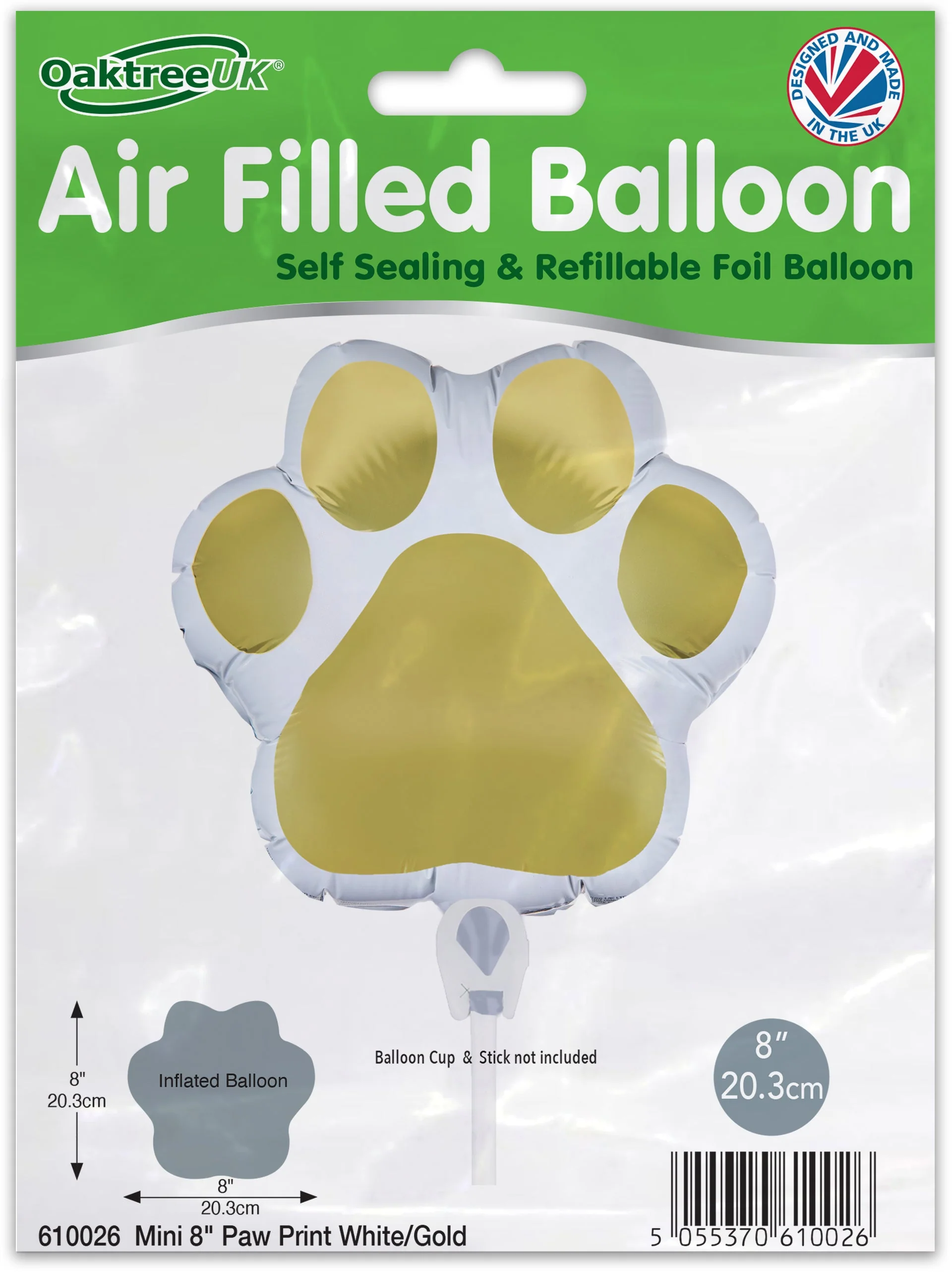 8" Aifill Only Oaktree Mini Shape Paw Print White Gold Packaged (Sticks Sold Separately) - Image 3