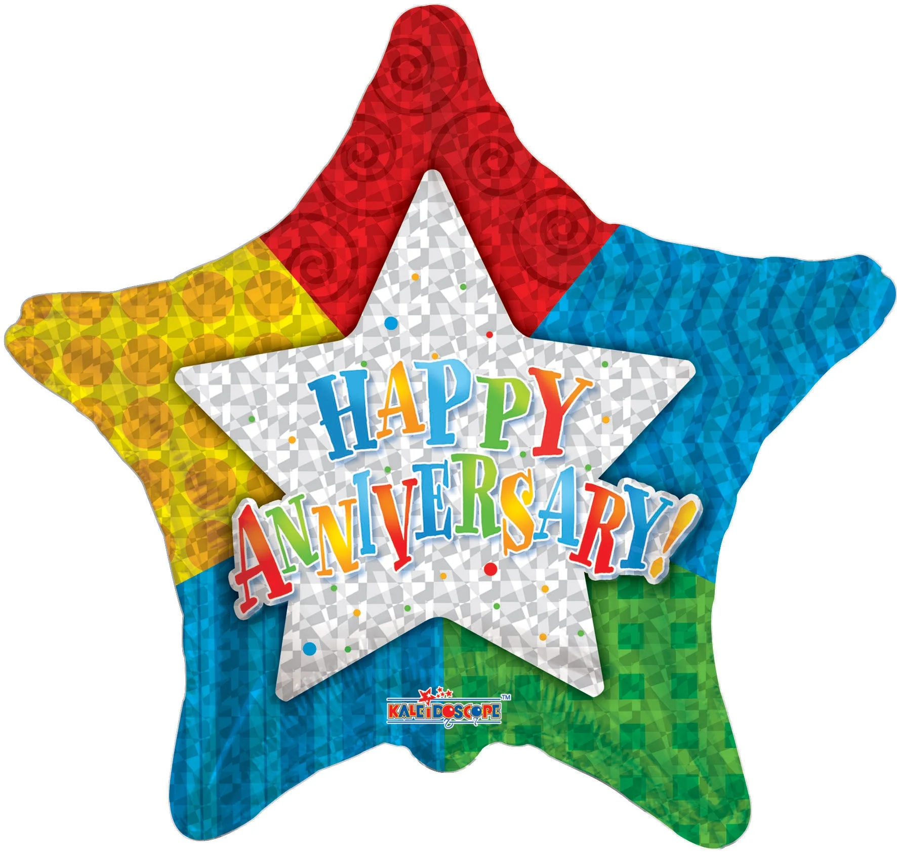 9" Airfill Only (Sticks Sold Separately) Anniversary Patterned Star Balloon